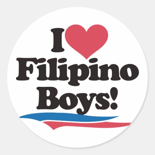 I Love Filipino Boys Ronde Sticker (Voorkant)