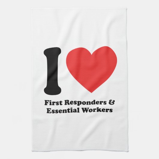 I Love First Responders and Essential Workers Theedoek (Verticaal)