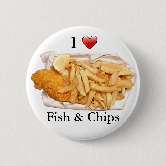 I Love Fish and Chips Ronde Button 5,7 Cm (Voorkant)