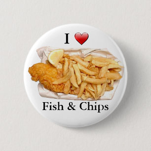 I Love Fish and Chips Ronde Button 5,7 Cm