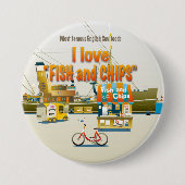 I love FISH & CHIPS Ronde Button 7,6 Cm (Voorkant)