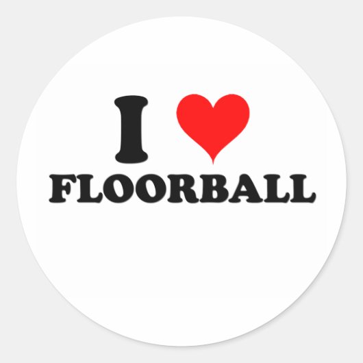 I Love Floorball Ronde Sticker (Voorkant)