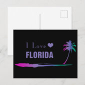 I Love Florida Colorful Paars Briefkaart (Voorkant / Achterkant)