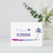I Love Florida Colorful Paars Briefkaart (Staand voorkant)