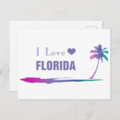 I Love Florida Colorful Paars Briefkaart (Voorkant / Achterkant)