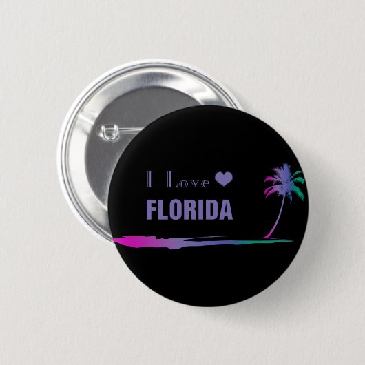 I Love Florida Colorful Paars Button (Voorkant /achterkant)