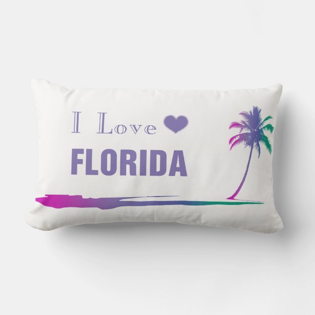 I Love Florida Colorful Paars Kussen (Voorkant)