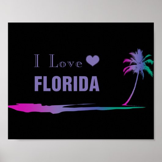 I Love Florida Colorful Paars Poster (Voorkant)