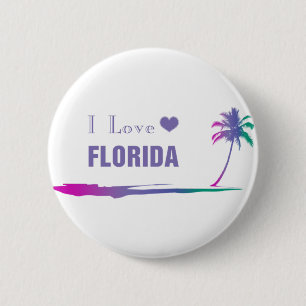 I Love Florida Colorful Paars Ronde Button 5,7 Cm