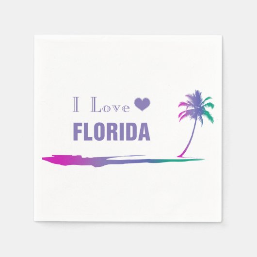 I Love Florida Colorful Paars Servet (Voorkant)