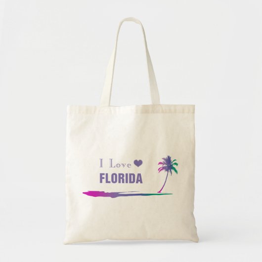 I Love Florida Colorful Paars Tote Bag (Voorkant)
