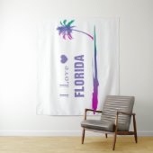 I Love Florida Colorful Paars Wandkleed (In situ)