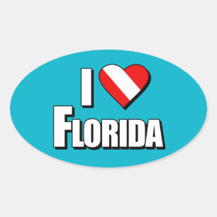 I Love Florida Diving Ovale Sticker