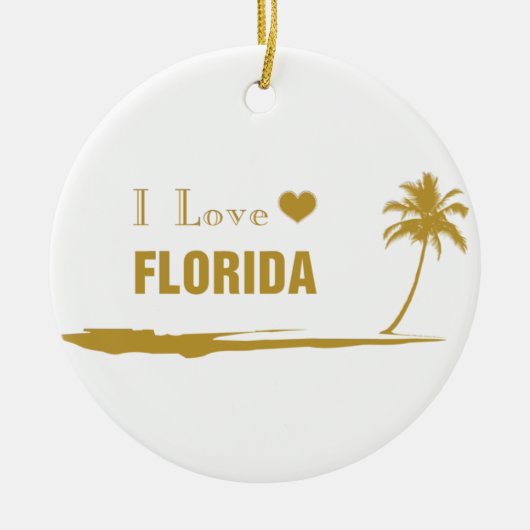 I Love Florida Gold Keramisch Ornament (Voorkant)