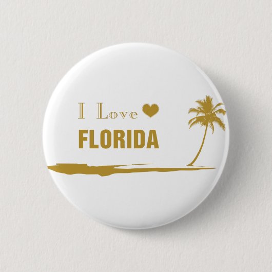 I Love Florida Gold Ronde Button 5,7 Cm (Voorkant)