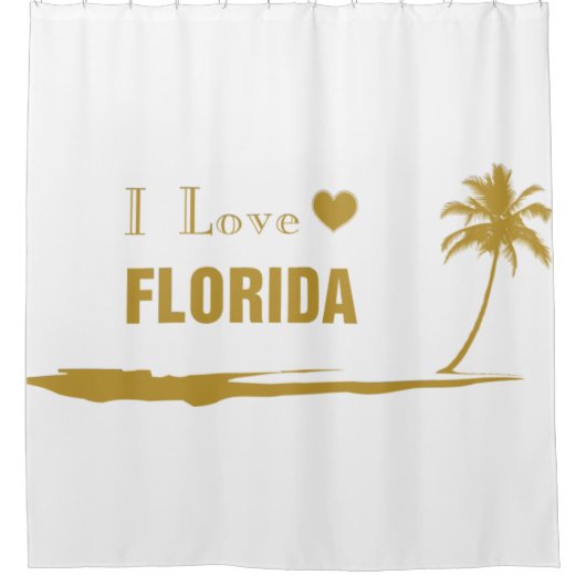 I Love Florida Gold Shower Curtain Douchegordijn (Voorkant)