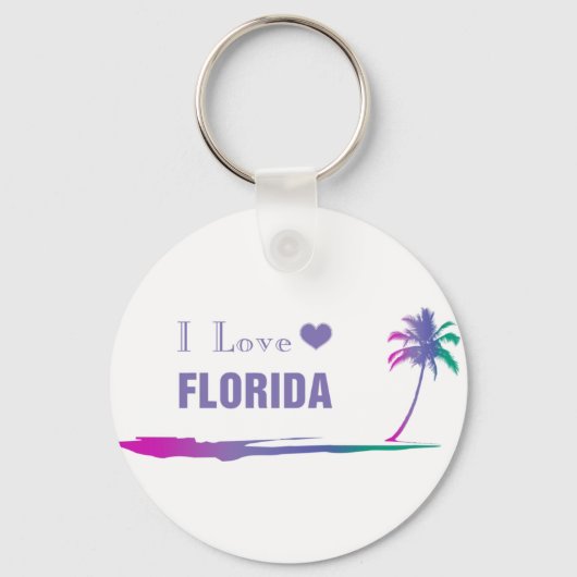 I Love Florida Kleurrijk Paars Sleutelhanger (Voorkant)
