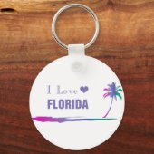 I Love Florida Kleurrijk Paars Sleutelhanger (Voorkant)