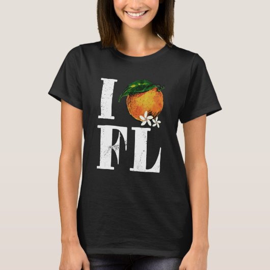 I Love Florida Orange Fruits States American T-shirt (Voorkant)