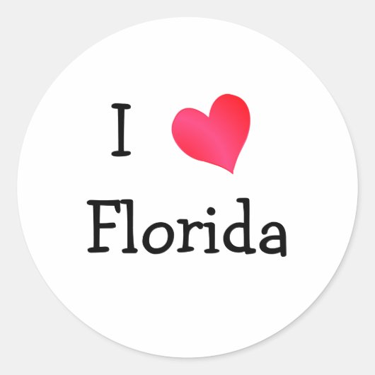 I Love Florida Ronde Sticker (Voorkant)