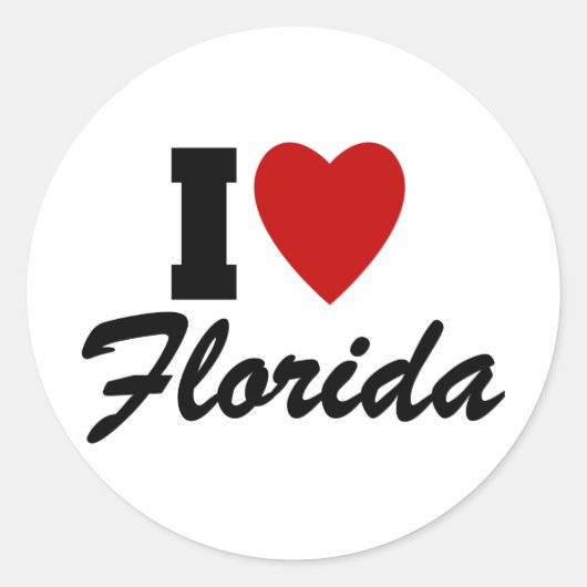 I Love Florida Ronde Sticker (Voorkant)