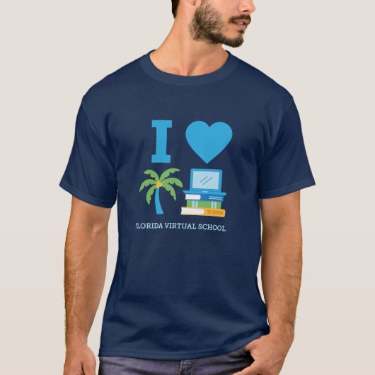 I Love Florida Virtual School, Navy T-Shirt (Voorkant)