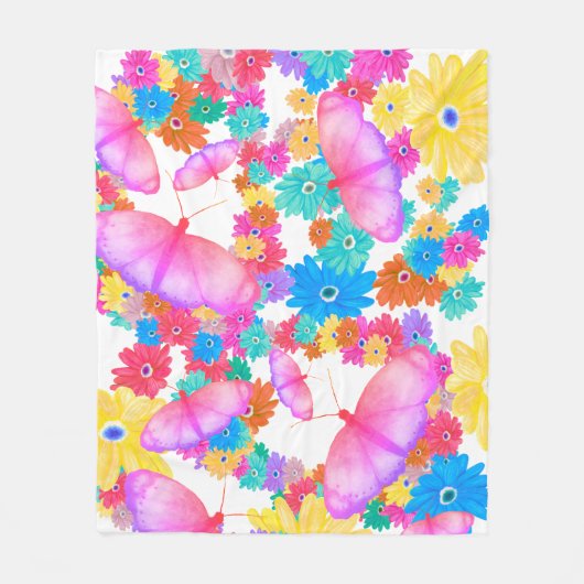 I Love Flowers. Butterfly Dream Fleece Deken (Voorkant)