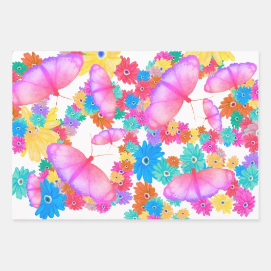 I Love Flowers. Butterfly Dream Inpakpapier Vel (Voorkant)