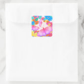I Love Flowers. Butterfly Dream Vierkante Sticker (Tas)