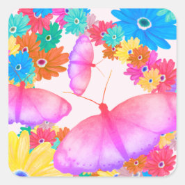 I Love Flowers. Butterfly Dream Vierkante Sticker