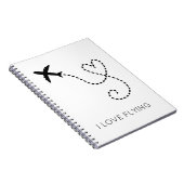 I Love Flying Heart Airplanes Pilot Flight Notitieboek (Rechterzijde)