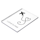 I Love Flying Heart Airplanes Pilot Flight Notitieboek (Linkerzijde)
