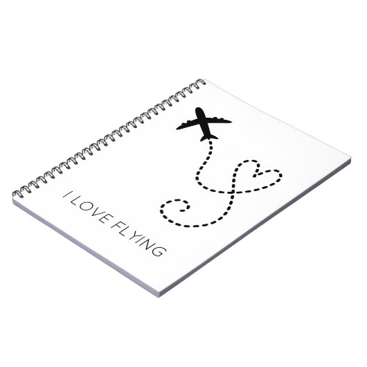 I Love Flying Heart Airplanes Pilot Flight Notitieboek (Linkerzijde)