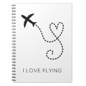 I Love Flying Heart Airplanes Pilot Flight Notitieboek (Voorkant)