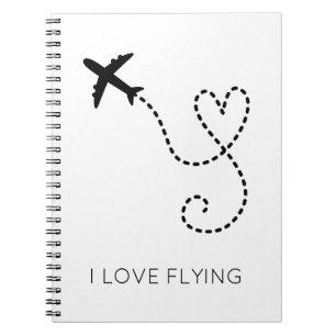 I Love Flying Heart Airplanes Pilot Flight Notitieboek