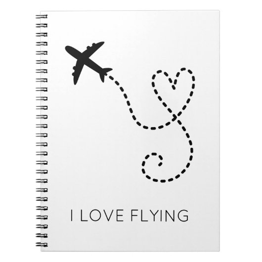I Love Flying Heart Airplanes Pilot Flight Notitieboek (Voorkant)