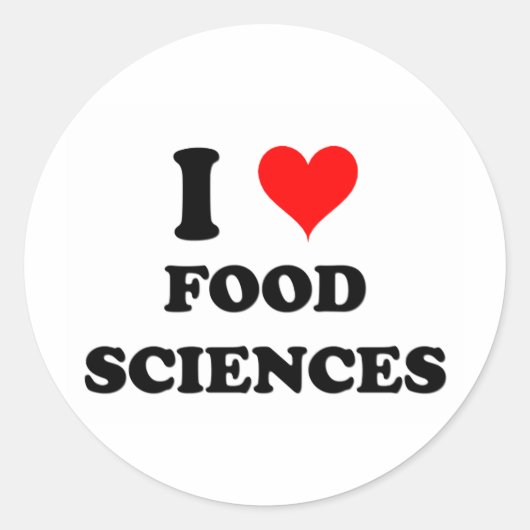 I Love Food Sciences Ronde Sticker (Voorkant)