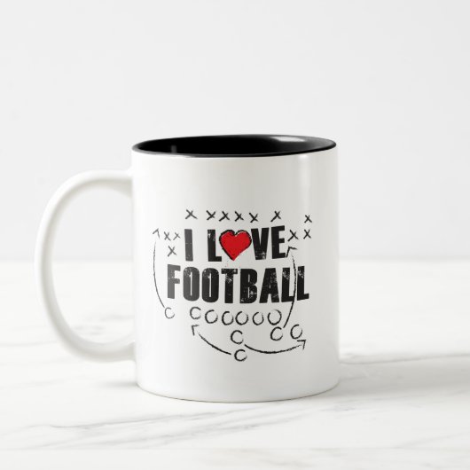 I Love Football - Black 11 oz Two-Tone Mok (Links)