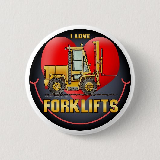 I Love Forklift Trucks Button Pin (Voorkant)