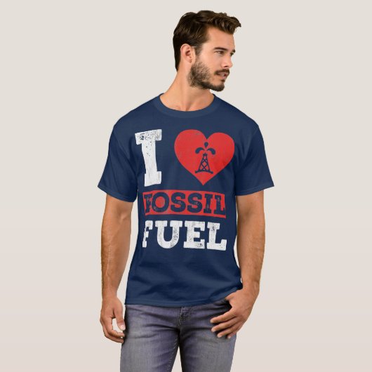 I Love Fossil fuels Tshirt Fossil Dinosaur (Voorkant volledig)