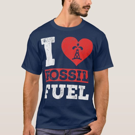 I Love Fossil fuels Tshirt Fossil Dinosaur (Voorkant)