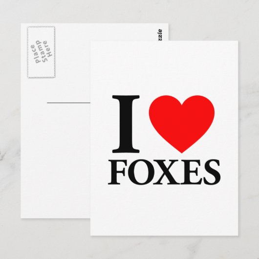 I Love Foxes Briefkaart (Voorkant / Achterkant)
