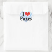 I Love Foxes Ronde Sticker (Tas)