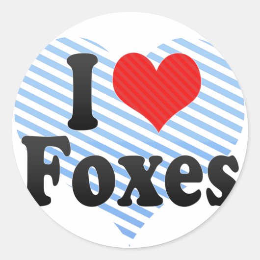 I Love Foxes Ronde Sticker (Voorkant)