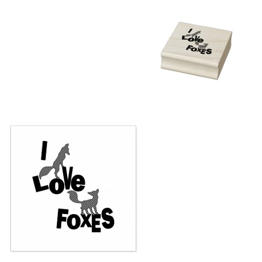 I Love Foxes Rubberstempel (Gestempeld)