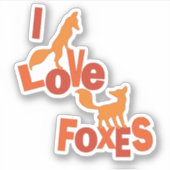 I Love Foxes Sticker (Voorkant)