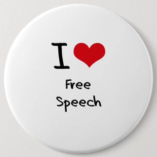I Love Free Speech Ronde Button 6,0 Cm (Voorkant)