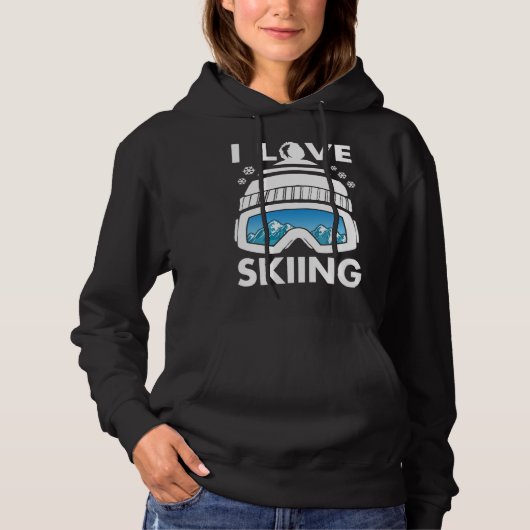 I Love Freestyle Skiing Googles Ski Poles Goggles  Hoodie (Voorkant)
