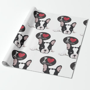 I Love French Bulldog Cadeaupapier