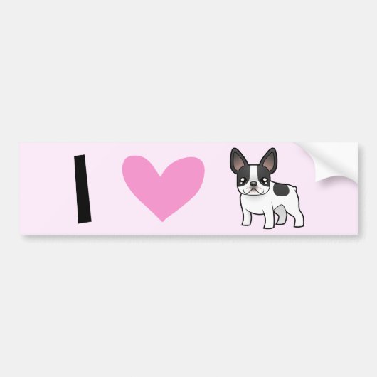 I Love French Bulldogs Bumpersticker (Voorkant)